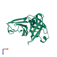 PDB entry 5tg1 coloured by chain, top view.