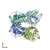 PDB entry 5tg3 coloured by chain, front view.
