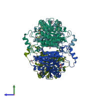 PDB entry 5tgd coloured by chain, side view.