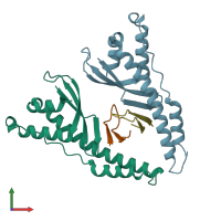 PDB entry 5tgi coloured by chain, front view.