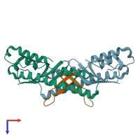 PDB entry 5tgj coloured by chain, top view.