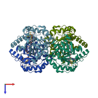 PDB entry 5th5 coloured by chain, top view.