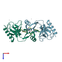 PDB entry 5th7 coloured by chain, top view.