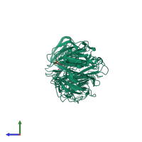 PDB entry 5tha coloured by chain, side view.