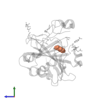 2-hydroxycyclohepta-2,4,6-triene-1-thione in PDB entry 5thn, assembly 1, side view.