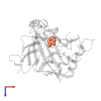 2-hydroxycyclohepta-2,4,6-triene-1-thione in PDB entry 5thn, assembly 1, top view.