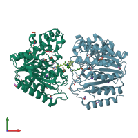 PDB entry 5thv coloured by chain, front view.