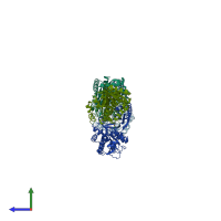 PDB entry 5thw coloured by chain, side view.