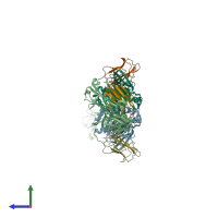 PDB entry 5til coloured by chain, side view.