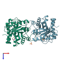 PDB entry 5tim coloured by chain, top view.