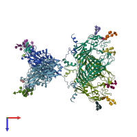 PDB entry 5tip coloured by chain, top view.