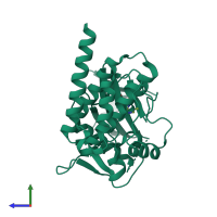 PDB entry 5tiu coloured by chain, side view.