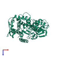 PDB entry 5tj8 coloured by chain, top view.