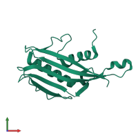 PDB entry 5tjb coloured by chain, front view.