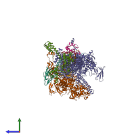PDB entry 5tjg coloured by chain, side view.