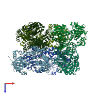 PDB entry 5tjh coloured by chain, top view.