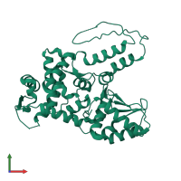 PDB entry 5tjq coloured by chain, front view.