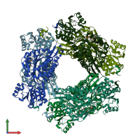 PDB entry 5tjr coloured by chain, front view.