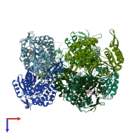 PDB entry 5tjr coloured by chain, top view.