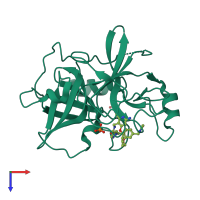 PDB entry 5tjx coloured by chain, top view.