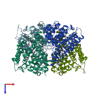 PDB entry 5tkb coloured by chain, top view.