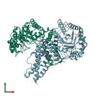 PDB entry 5tke coloured by chain, front view.