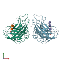 PDB entry 5tkg coloured by chain, front view.