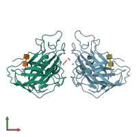 PDB entry 5tkh coloured by chain, front view.