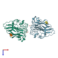 PDB entry 5tkh coloured by chain, top view.