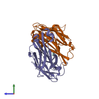 PDB entry 5tkk coloured by chain, side view.