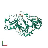 PDB entry 5tkq coloured by chain, front view.
