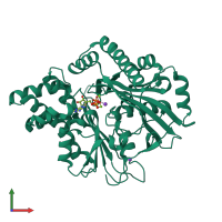 PDB entry 5tkr coloured by chain, front view.