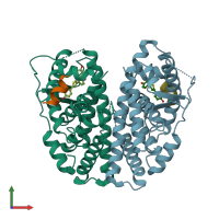 PDB entry 5tlm coloured by chain, front view.