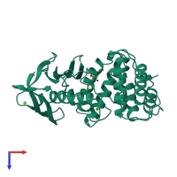 PDB entry 5tln coloured by chain, top view.