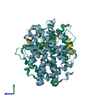 PDB entry 5tlo coloured by chain, side view.