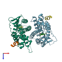 PDB entry 5tlo coloured by chain, top view.