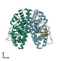 PDB entry 5tm3 coloured by chain, front view.