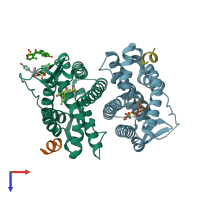 PDB entry 5tm9 coloured by chain, top view.