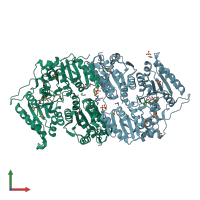 PDB entry 5tma coloured by chain, front view.