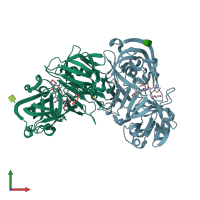 PDB entry 5tmg coloured by chain, front view.