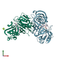 PDB entry 5tmk coloured by chain, front view.