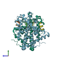 PDB entry 5tmz coloured by chain, side view.