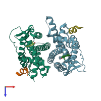 PDB entry 5tmz coloured by chain, top view.