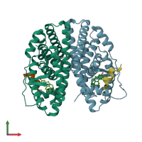 PDB entry 5tn1 coloured by chain, front view.