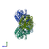 PDB entry 5tne coloured by chain, side view.