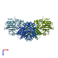 PDB entry 5tne coloured by chain, top view.