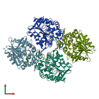 PDB entry 5tnf coloured by chain, front view.