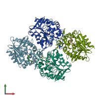 PDB entry 5tnh coloured by chain, front view.