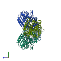 PDB entry 5tnh coloured by chain, side view.