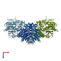 PDB entry 5tnh coloured by chain, top view.